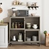 Coffee Bar Cabinet, Kitchen Sideboard Buffet Cabinet with Storage, Wooden Bar Cabinet with Sliding Door, Accent Cabinet for Living Room, Gray - 2 of 4