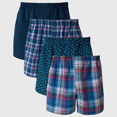 Hanes Men's Tartan Plaid Woven Boxer Shorts 5pk - Red/brown/blue : Target