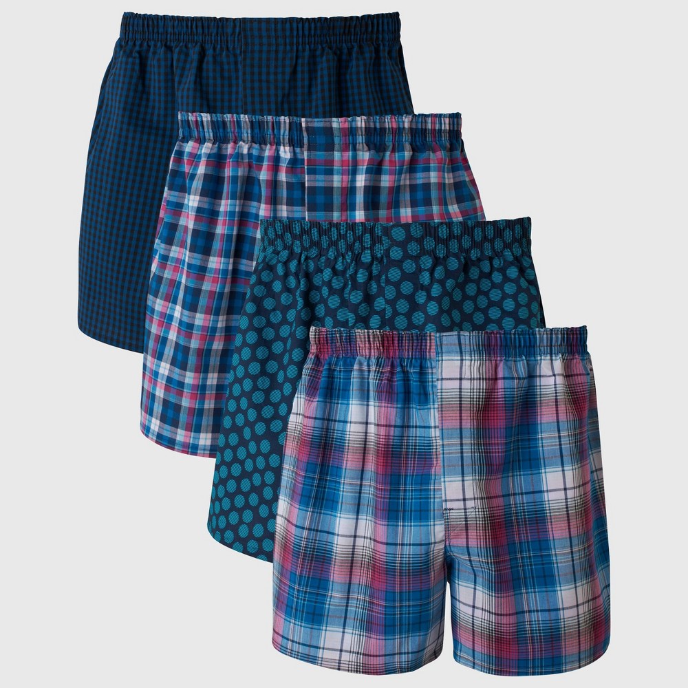 Hanes Premium Men's Stretch Woven Boxer Shorts 3pk - Blue/Green M