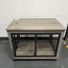 NicBex 38.58Inch Dog Crate Furniture with Flip-up Top Wooden Dog Crate Table with 2 Iron Doors and Wheels,Heavy Duty Indoor Puppy Kennel,Grey - 2 of 4