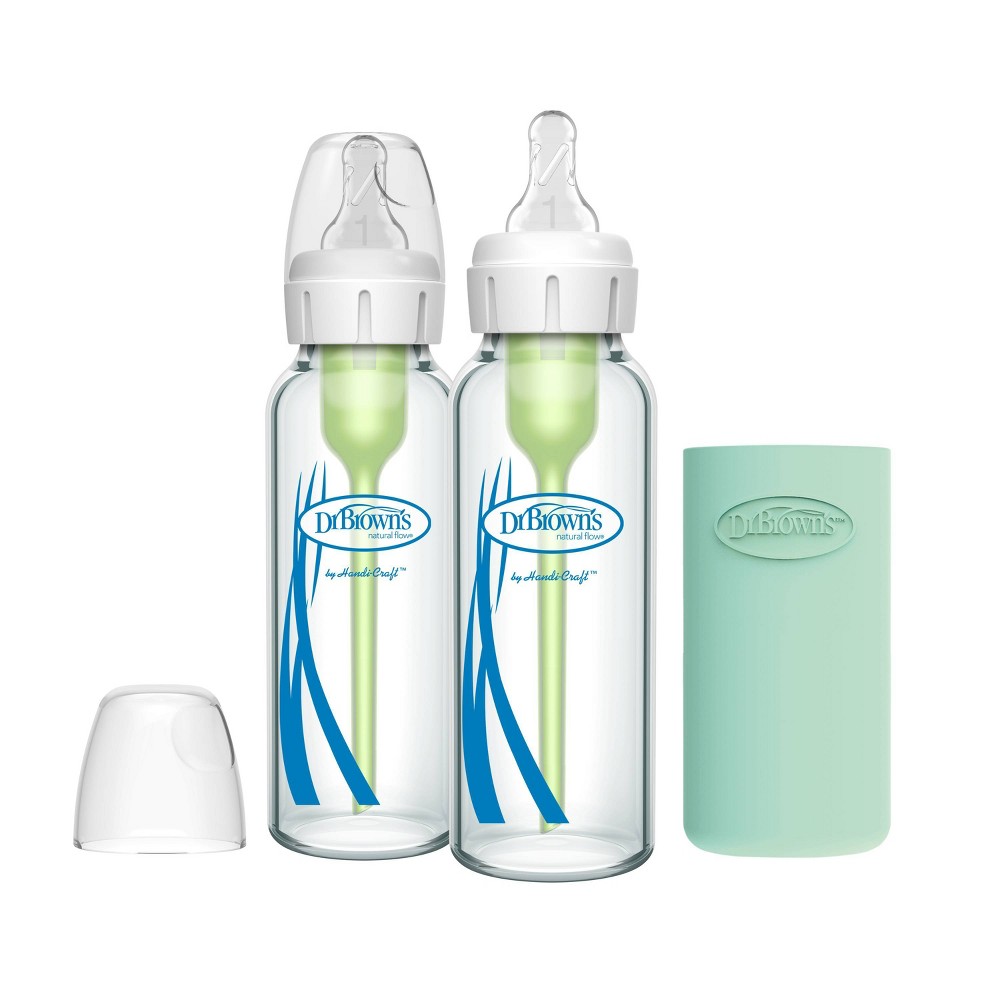Photos - Baby Bottle / Sippy Cup Dr.Browns Dr. Brown's 8oz Anti-Colic Options+ Narrow Glass Baby Bottle with Level 1 