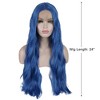 Unique Bargains Women's Halloween Long Fluffy Curly Wavy Lace Front Wigs with Wig Cap 24" Blue 1PC - image 2 of 4