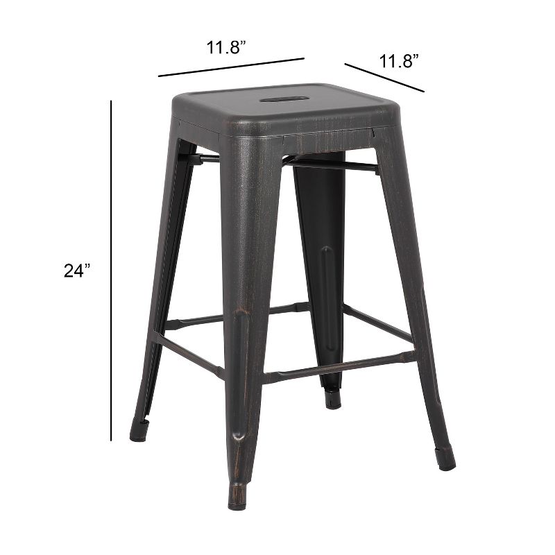 Set of 2 24" Industrial Backless Metal Barstools - AC Pacific, 3 of 8