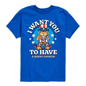 Boys' - Garfield - Want You To Have A Happy Fourth Short Sleeve Graphic T-Shirt - 1 of 4
