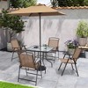 Crestlive Products 6 PCS Patio Dinning Set 4 Folding Chairs Square Tempered Glass Table and Umbrella Set - 2 of 4