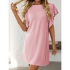 Womens Mini Dress Crew Neck Ruched Sleeve Striped Tee Shirt Dress Summer Fashion Casual Tshirt Dress - 2 of 4