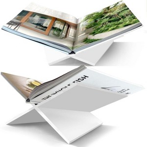 Large Clear Acrylic Book Stand 12.5"x9.5"x5.5”, Book Holder for Display & Reading Cookbooks, Art Books, Magazines - 1 of 4