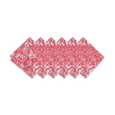 C&F Home Pink Hibiscus Cotton Machine Washable Napkin, Set of 6