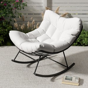 Grand Patio Rocking Chair Outdoor, Rocking Chair, Oversized Lounge Chair with Sturdy Metal Frame, Patio Rattan Egg Rocker for Balcony Backyard Porch - 1 of 4