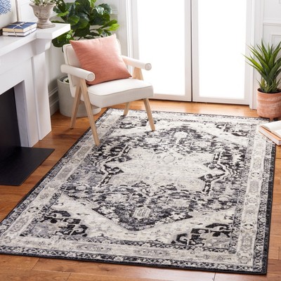 Ivory and Black Synthetic Hand-knotted Reversible 8' x 10' Rug
