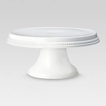 Cake Stand, 12 White Marble Melamine - A&B Partytime Rentals