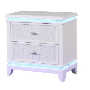 Opium Modern Style 2-Drawer Nightstand with Mirror-Embellished Front and LED Enhancement in White same as G150108868 (NJ inventory) - 1 of 1