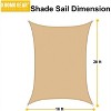 Sun Shade Sail Canopy UV Block – Waterproof Outdoor Shelter for Patio, Deck, Garden - Beige - 16X20 - 3 of 4