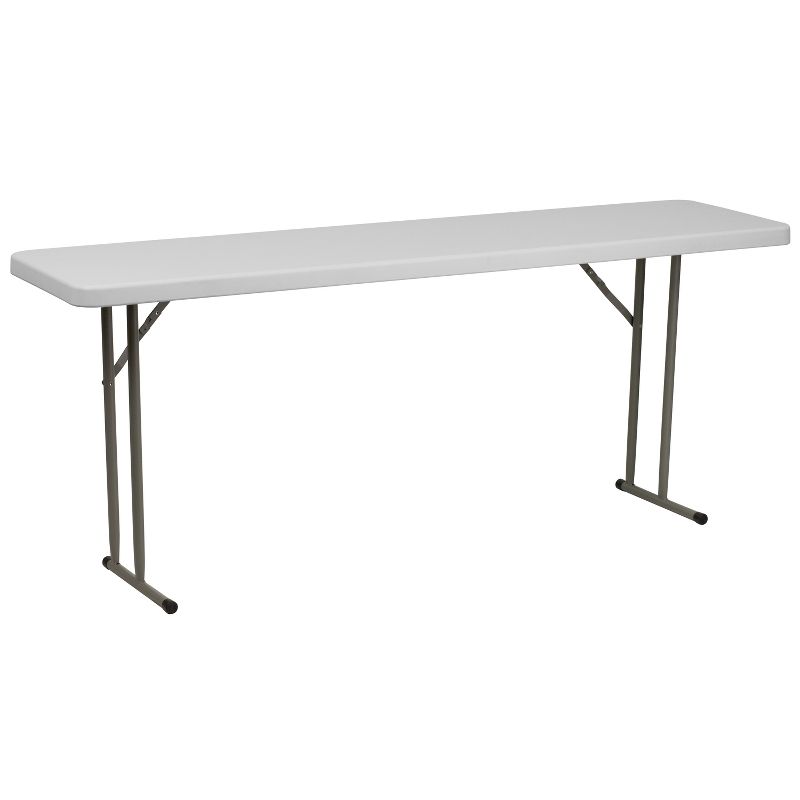 Emma and Oliver 6-Foot Rectangular White Plastic Folding Table with Locking Legs for Training or Seminars, 1 of 8