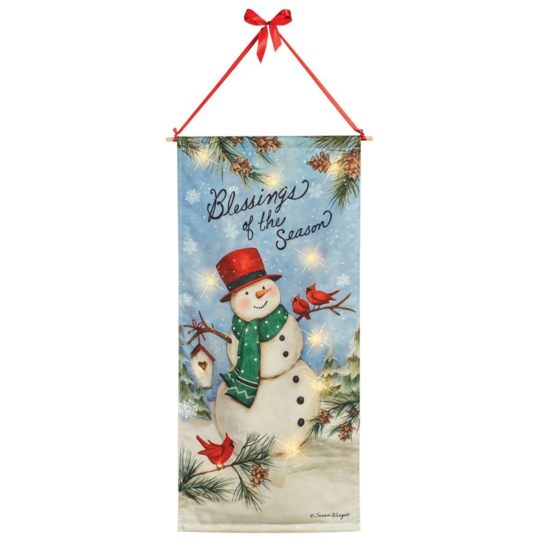 Collections Etc LED Lighted Snowman Blessings of the Season Wall Banner MEDIUM, 1 of 3