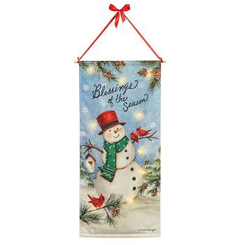 Collections Etc LED Lighted Snowman Blessings of the Season Wall Banner MEDIUM