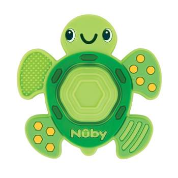 Nuby Teethe N' Pop Sensory Play Silicone Teether for Babies - Turtle Design