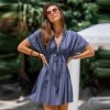 Women's Navy Striped Short Sleeve Mini Cover-Up Dress - Cupshe - image 3 of 4