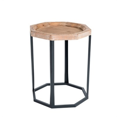 Grayson Wood and Metal Side Table Natural - Finch