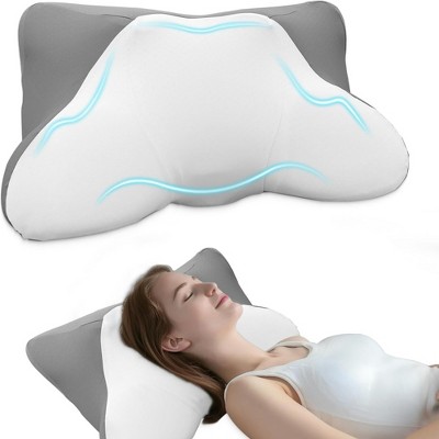 Sevobal Bed Pillows, Cervical Pillow with Ergonomic Support, Gusset Bed Pillows for Back, Stomach or Side Sleepers, White, 28.74"*14.5"