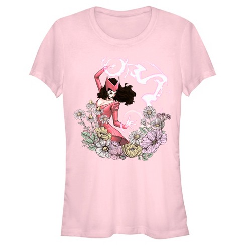 Juniors Womens Marvel Floral Scarlet Witch T-shirt - Light Pink - Small ...