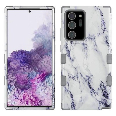 Mybat Tuff Marble Dual Layer [Shock Absorbing] Hybrid Hard Plastic/Soft TPU Rubber Case Cover compatible with Samsung Galaxy Note 20 Ultra, White/Gray