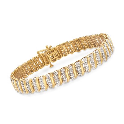 Ross-Simons 1.00-1.15 ct. t.w. Diamond Link Bracelet in 18kt Gold Over Sterling
