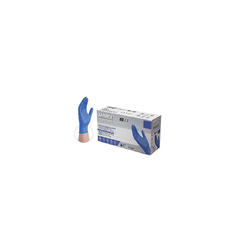 Ammex Professional ACNPF Nitrile Exam Gloves Powder and Latex Free Blue Medium 100/Box (ACNPF44100), 1 of 5
