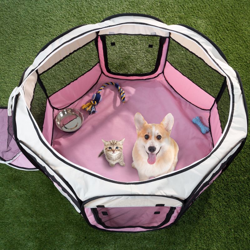 Pet Adobe Portable Pop-Up Pet Play Pen with Carrying Bag - Pink, 4 of 5