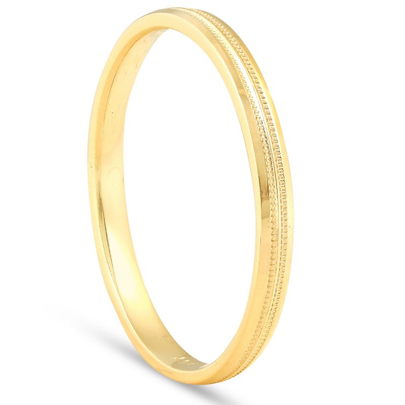 Pompeii3 14K Yellow Gold 2mm Milgrain Wedding Comfort Ring Band, 3 of 6