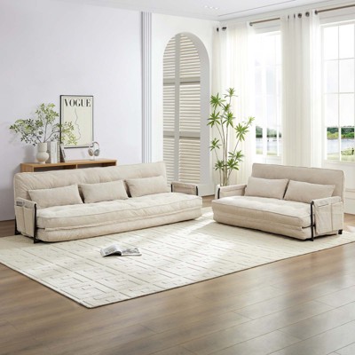 Mjkone Muti-Functional Folding Sofa Bed,Floor Sofa Bed Set,Lazy Sofa with Pillows,6 Position Adjustable Backrest