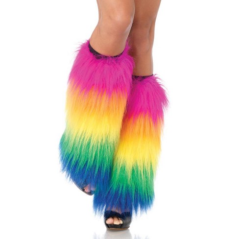 Leg Avenue Furry Rainbow Leg Warmers Accessory, Standard