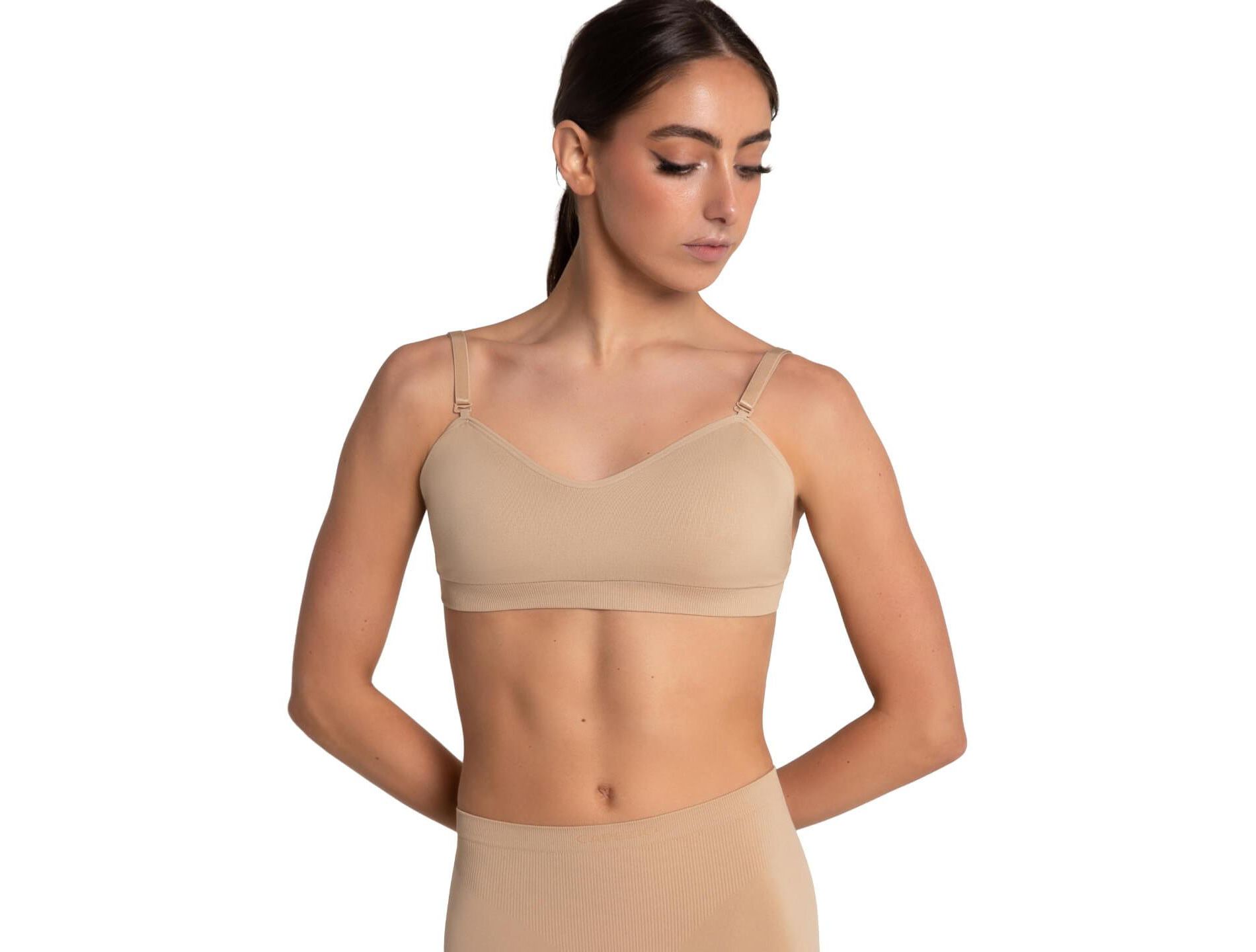 Capezio Women's Seamless Clear Back Sweetheart Bandeau Bra, X-Small/Small, Nude