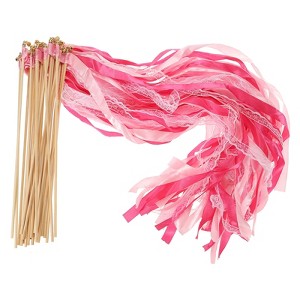 Unique Bargains Party Wooden Handle Lace Ribbon Sticks Fairy Wand 25 Pcs - 1 of 4
