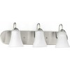 Progress Lighting, Classic Collection, 3-Light Bath Vanity, Brushed Nickel, Etched Glass Shades - 3 of 4