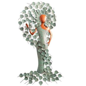 Wind & Weather Copper and Patina-Colored Metal Green Woman Wall Art