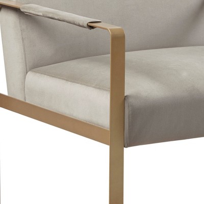 Taupe Velvet Club Accent Chair with Gold Metal Frame