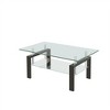 Rectangle Glass Coffee Table, Modern Side Coffee Table For Living Room, 2-Tier Tea Table With Tempered Glass Tabletop, Lower Shelf For Living Room - 4 of 4