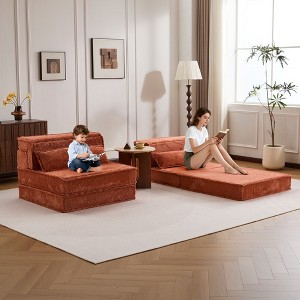 Whisen Modern Compression Loveseat, Convertible Floor Sofa Bed,DIY Boneless Modular Sectional Couch, No Assembly Required - 1 of 4