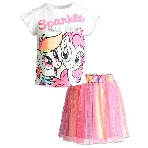 My Little Pony Toddler Girls Ruffled Sleeves T-Shirt Bike Shorts Set 2T Pink 