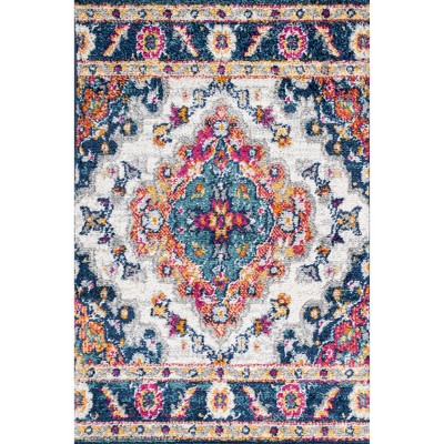 Bohemian Blue and Multicolor Medallion Area Rug 2 x 3