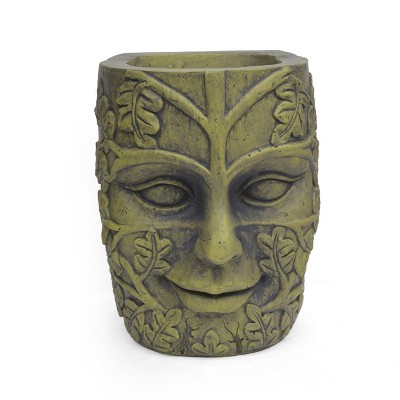 Maggift Planter, Antique Finish Decorative Planter, Outdoor Garden Decorative Flower Pot for Patio, Garden, Courtyard, Green, 11.75"*10.75"*14.25"