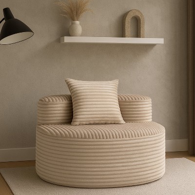 Hrinhom 44.9"W Compressed Moon Bay Sofa,No Assembly-Beige