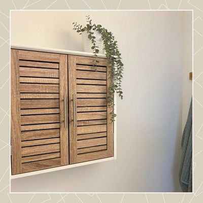 Evideco French Home Goods Wall Mounted Bathroom Medicine Cabinet – Two Louvered Doors – 20.5 x 21.7 x 8.7 in – MDF with Sturdy Interior Shelf