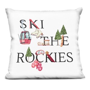 Stupell Industries Ski The Rockies Seasonal Winter Sports Typography Indoor Pillow, 18 x 18 - 1 of 3