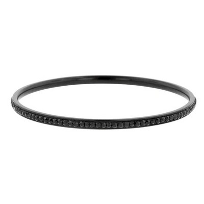 ShineHigh Simple Crystal Bangle Bracelet for Women – 65mm Channel-Set Round Crystals in Rhodium or Black Hematite Finish