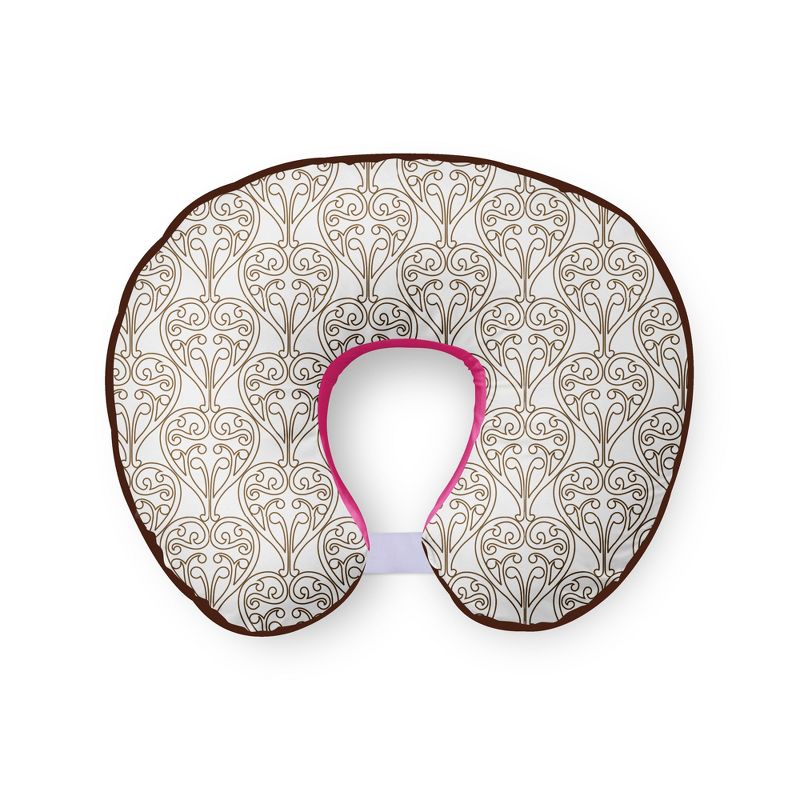 Bacati - 3 pc Damask Pink/chocolate Hugster Feeding & Infant Support Nursing Pillow, 3 of 10