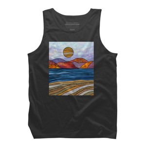 Men's Design By Humans Beach Landscape Stain Glass By Maryedenoa Tank Top - 1 of 3