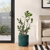 LuxenHome 11" Dia Ceramic Planter Jade Green Glazed Ribbed Plant Pot Large Outdoor Indoor Decorative Flower Pot with Drainage Hole and Plug - 3 of 4