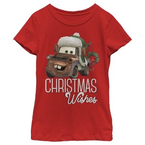 Girl's Cars Merry Christmas Mater T-Shirt - 1 of 4